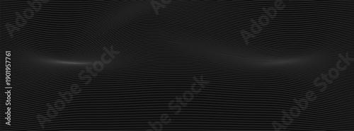 Black abstract background design. Modern wavy line pattern in monochrome colors. Premium stripe texture for banner, business backdrop.  vector illustration