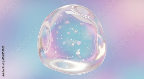 A delicate bubble floats gently in the air with a pastel background