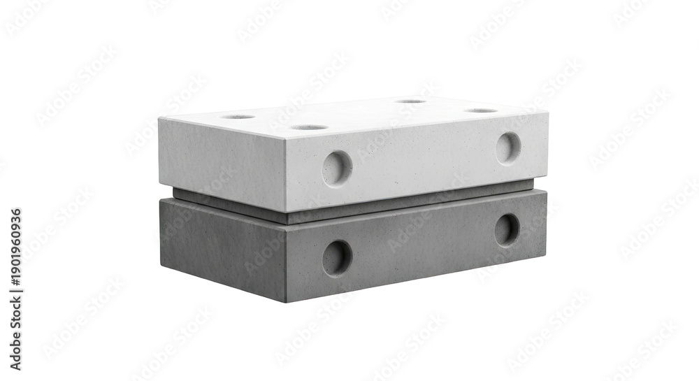 Obraz premium Two stacked concrete blocks with circular indentations
