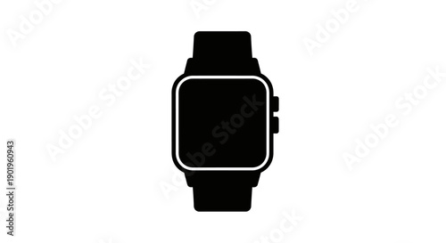 Black smartwatch icon ek modern technology aur wearable device ko represent karta hai jo digital lifestyle ka hissa ban chuka hai. Ye icon ek simple aur clean silhouette style mein design kiya gaya ha