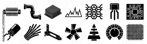 Isometric Technical Hardware Element Kit for Engineering and Electronic Circuitry Design Systems