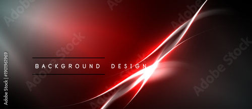 Abstract red, silver lines over black background. Modern design with gradient effect, dynamic composition. Text reads background design.