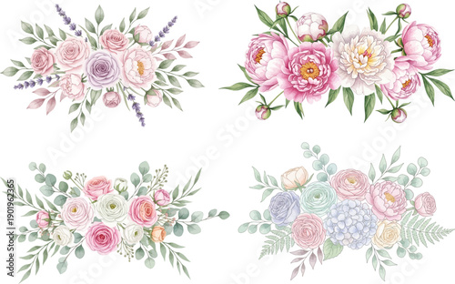 International women's day floral vector illustrations pink flowers and leaves