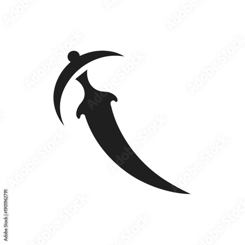 Black scythe icon vector