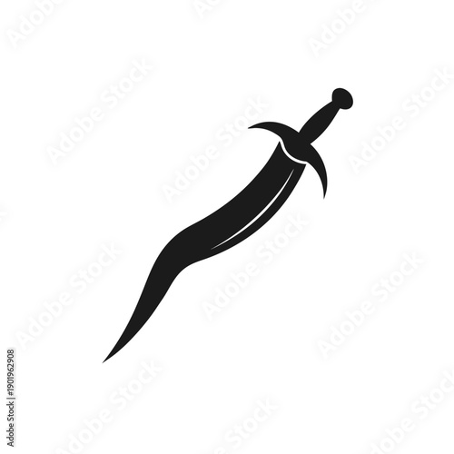 Black scimitar sword icon vector