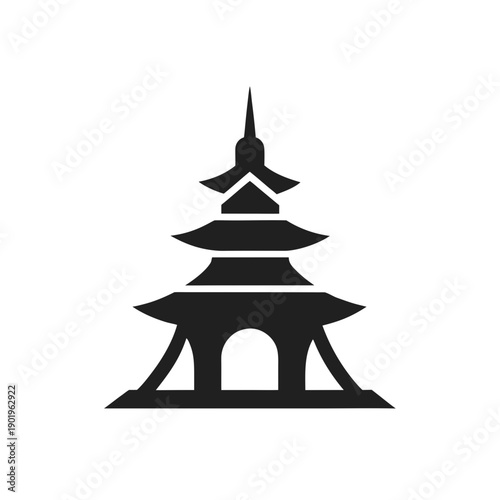 Black vector pagoda temple icon