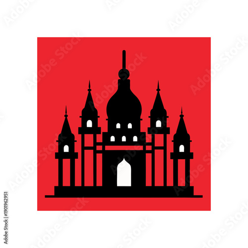 Vector illustration of Taj Mahal silhouette