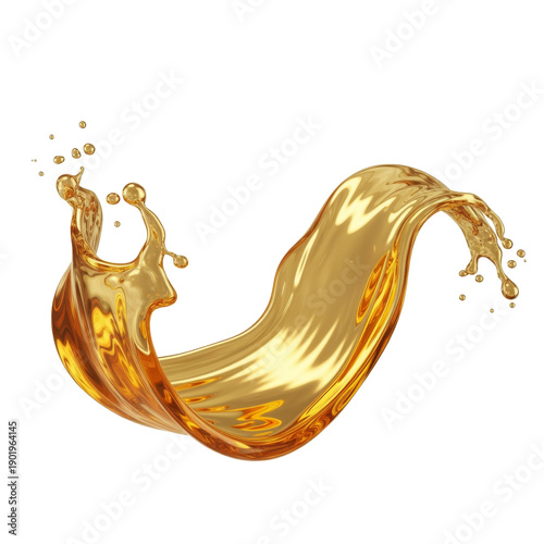 Golden Liquid Splash on White Background