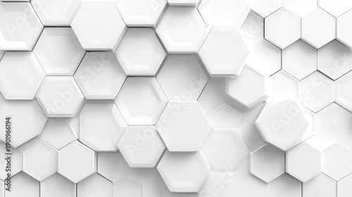 3D futuristic honeycomb mosaic with realistic geometric mesh texture, white hexagon grid, abstract vector wallpaper, modern clean background