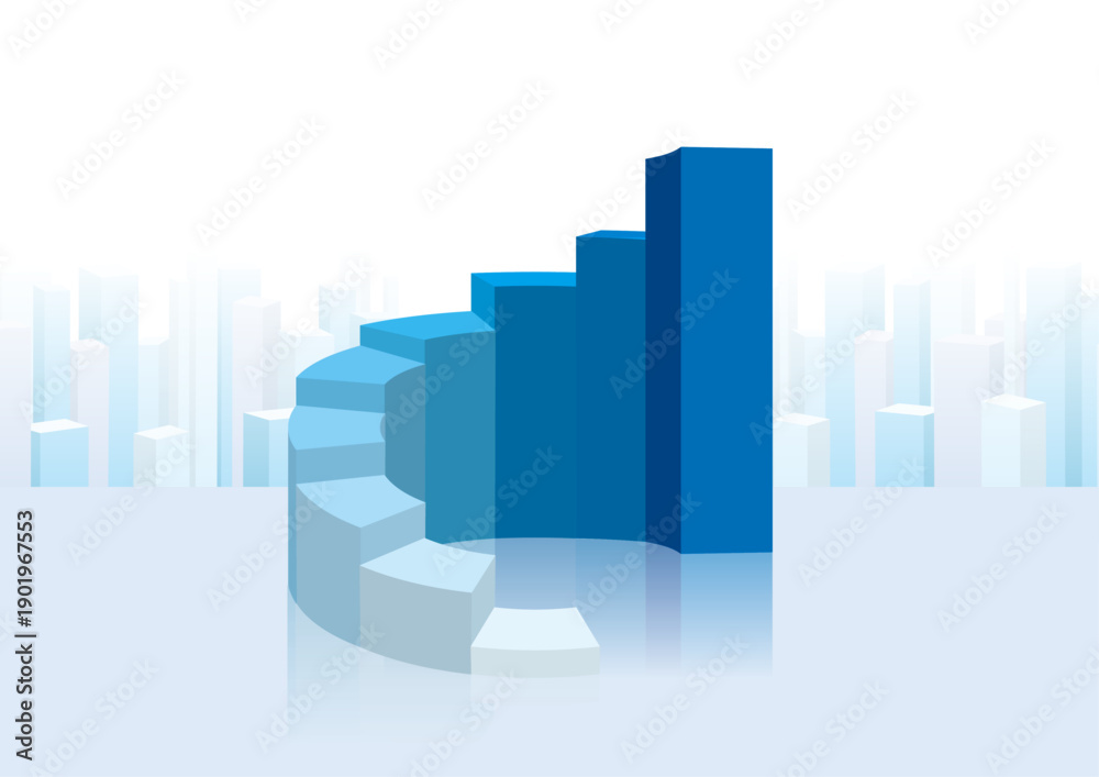 Fototapeta premium Blue pie chart cityscape