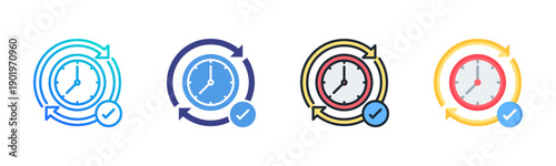 On Time icon set multiple style collection