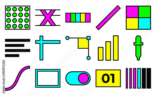 Minimalist Flat Vector Design Interface Elements Graphic Set for Digital Content Creation and App Development