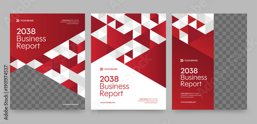 Brochure Cover Template in Modern Minimal Red & White for Company Profile, Annual Report, Whitepaper