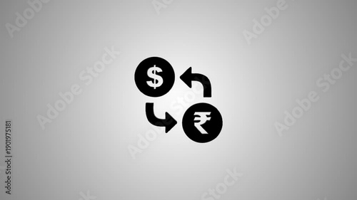 Currency exchange motion graphic dollar to rupee seamless loop animation finance concept