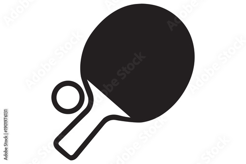 A of black ping pong paddles on a white background