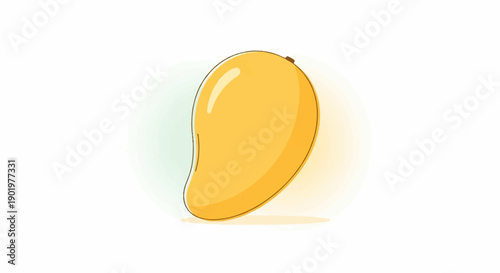Bright yellow mango with a textured outline and subtle background gradients