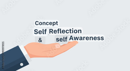 Business concept of self reflection and self awareness held in hand