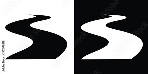 Winding road, Curved winding road silhouette vector