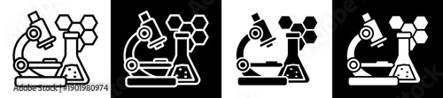 Biotechnology SIcon In Flat Version On Black And White Background