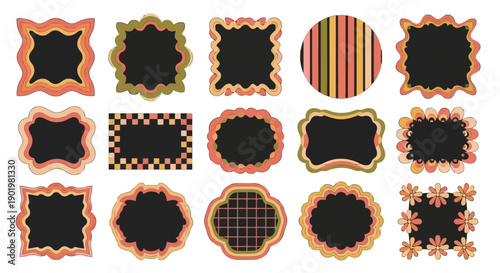 A collection of decorative, vintage-style frames and borders with a warm, autumnal color palette, perfect for scrapbooking or graphic design.