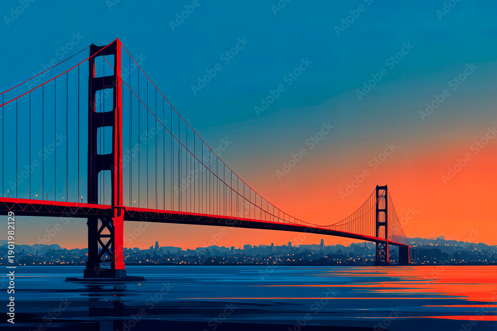 Obraz premium illustration of San Francisco's Golden Gate Bridge