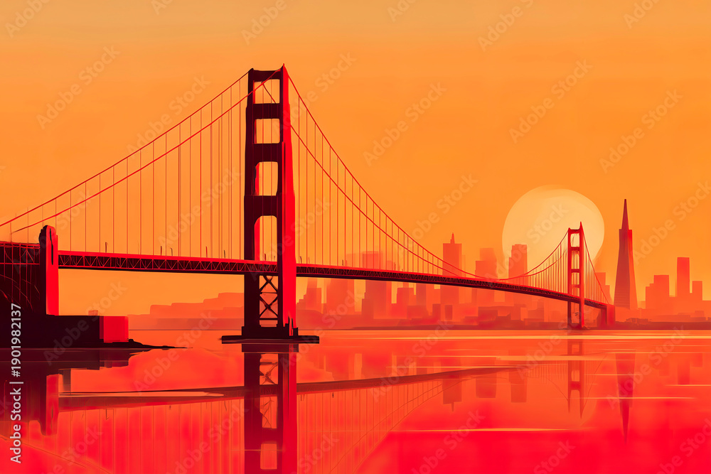 Fototapeta premium illustration of San Francisco's Golden Gate Bridge