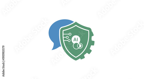 Artificial Intelligence Shield Protection Icon.