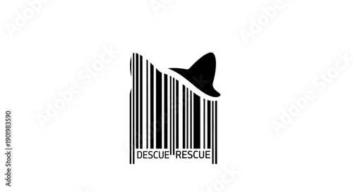 Barcode with Witch Hat Rescue Symbol.