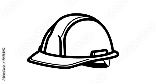 Hard hat in black and white style for construction safety, copy space