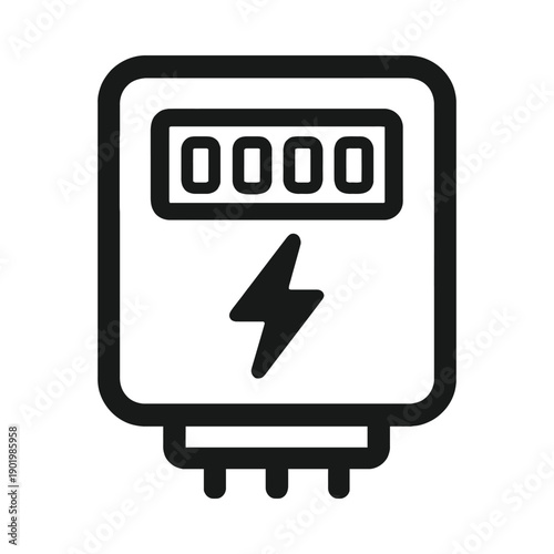 digital electricity meter icon on white background