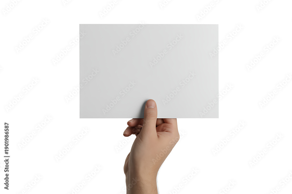 Fototapeta premium Hand Holding Blank White Square Card - Presentation and Information Display