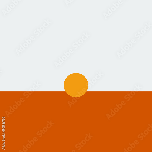An abstract orange vector illustration of a round fried egg yolk glowing like a golden sun sphere for a modern food art design