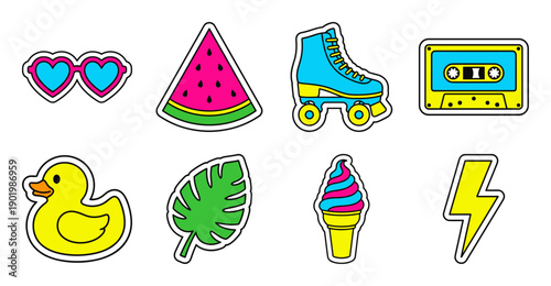 Retro Pop Art Sticker Set in Neon Colors