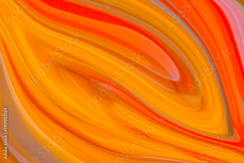 Abstract orange liquid swirl with flowing lines and warm marble texture background