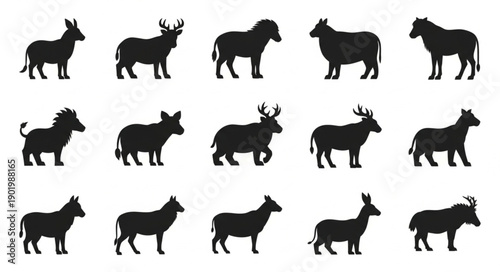 Collection of Animal Silhouettes Vector Art.