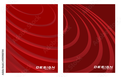 Contemporary technology cover design set. Luxury background with red line pattern (guilloche curves). Premium vector tech backdrop for business layout, digital certificate, formal brochure template.