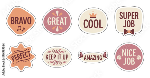 Positive Feedback Sticker Collection in Boho Aesthetic