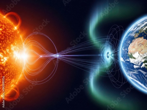 The sun's magnetic field interacts with Earth's magnetic field in space
