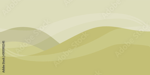 Minimalist Green Hills Landscape Vector Illustration.