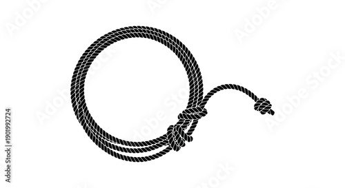 A coiled rope with a knot presented as a graphic element ideal for designs on transparent background silhouette high quality professional