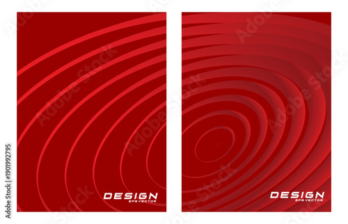 Contemporary technology cover design set. Luxury background with red line pattern (guilloche curves). Premium vector tech backdrop for business layout, digital certificate, formal brochure template.