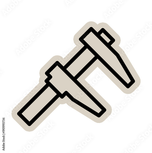 Vernier caliper scrapbook, doodle, sticker, collage, icon: hand drawn illustration of measuring tool for engineer, precision