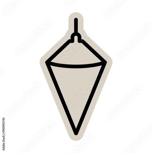 Plumb bob scrapbook, doodle, sticker, collage, icon: hand drawn illustration of vertical alignment tool for builder, masonry