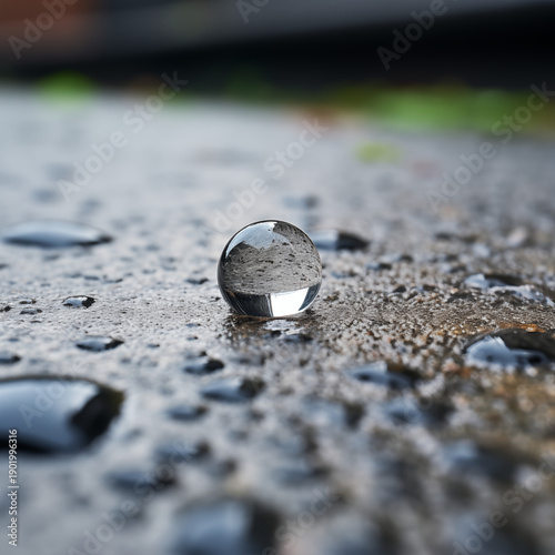 
Water Droplet on Asphalt
