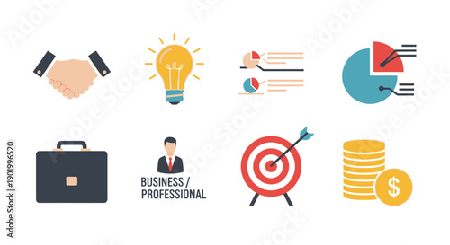 Business and professional vector icons for financial success and ideas