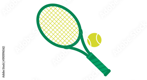 Tennis racket and ball illustration isolated on white background for sports concept