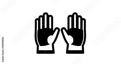 Work gloves representing labor protection symbol in black and white