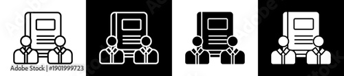 Knowledge Management Icon In Flat Version On Black And White Background