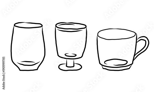 A set of various cups