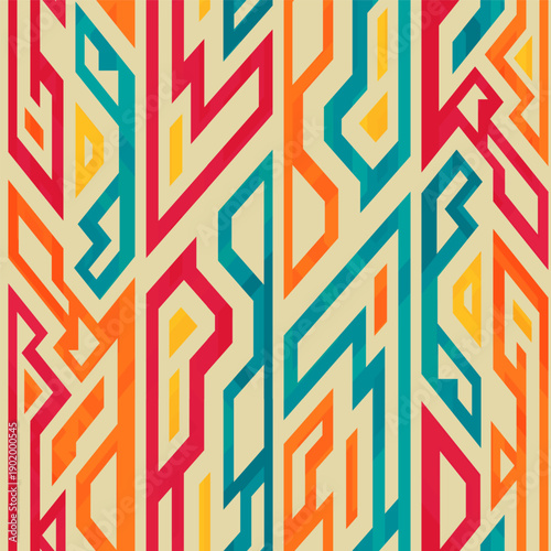 Retro Tech Stripe Geometry Seamless pattern